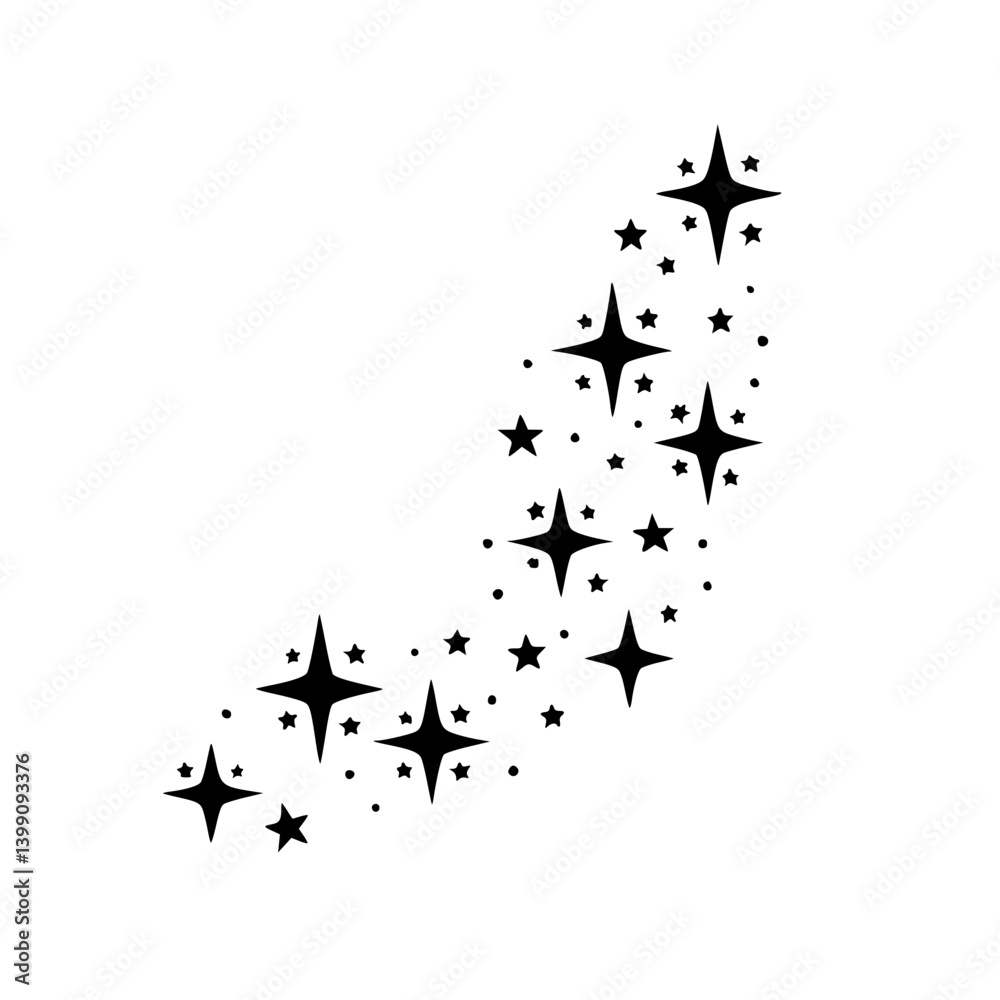 Naklejka premium Black and White Star Burst Pattern - Abstract Sparkle