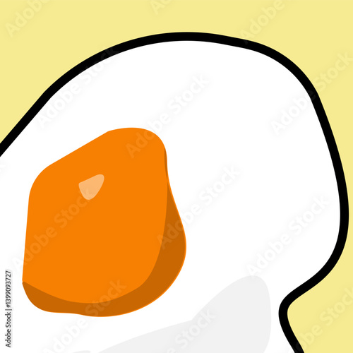 Flat cartoon fried egg illustration. Single vector icon of a fried sunny side up egg in a minimalist flat cartoon style. Suitable for food delivery app icons, and culinary event posters.