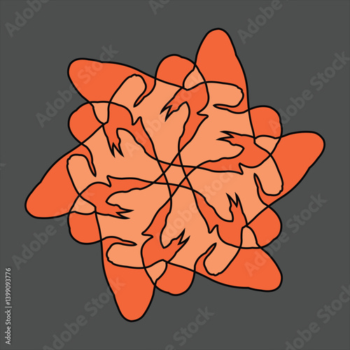 Abstract and fauna ceramic motif design with colorful colors on a gray background