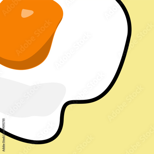 Flat cartoon style fried egg vector icon with centered yolk. Suitable for web icons, nutritional education materials, or food packaging design. Clean and modern graphic.