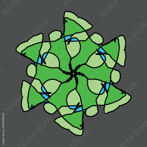 Abstract and fauna ceramic motif design with colorful colors on a gray background
