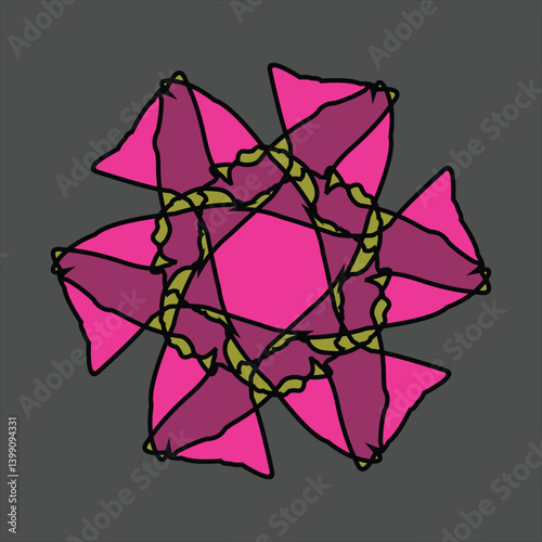 Abstract and fauna ceramic motif design with colorful colors on a gray background