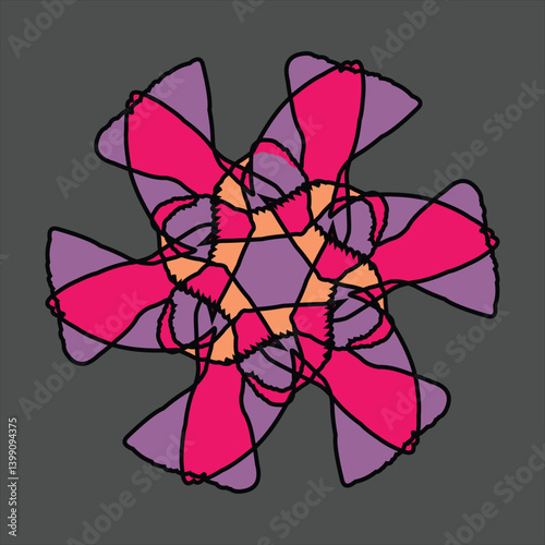 Abstract and fauna ceramic motif design with colorful colors on a gray background