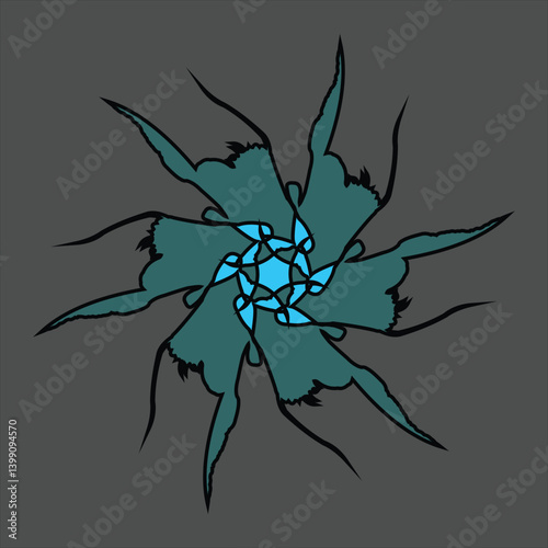 Abstract and fauna ceramic motif design with colorful colors on a gray background
