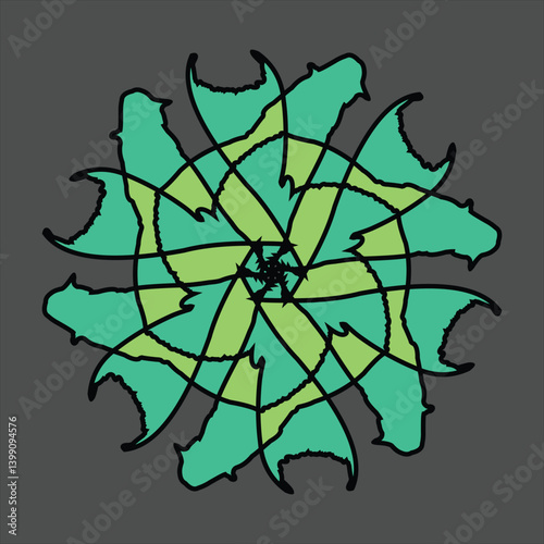 Abstract and fauna ceramic motif design with colorful colors on a gray background