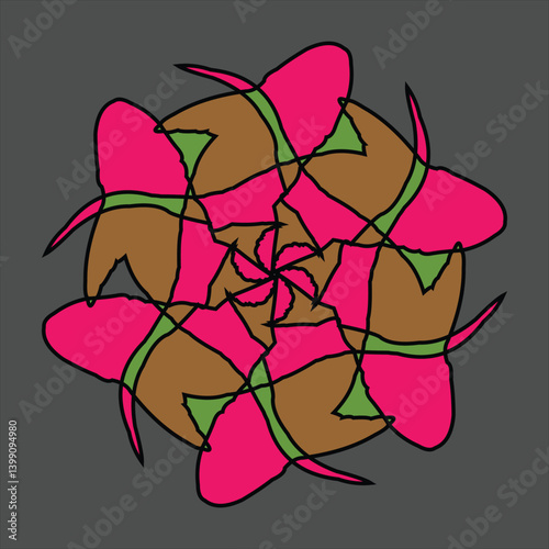 Abstract and fauna ceramic motif design with colorful colors on a gray background