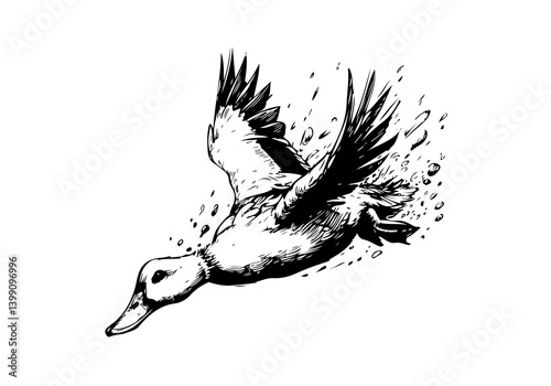Pekin Duck hand drawn sketch illustration vector