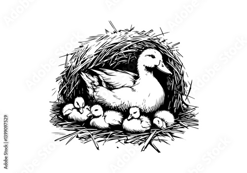 Pekin Duck hand drawn sketch illustration vector