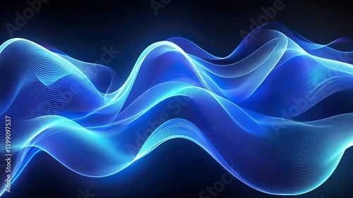 Wallpaper Mural Vibrant Abstract Design of Blue Waves Smooth Gradient Lines and Dynamic Movement Showcase Energy and Tranquility in Digital Art Torontodigital.ca