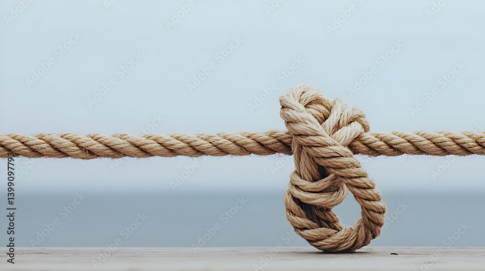 Closeup Of Tied Rope Knot On Light Background Closeup Of Tied Rope Knot On Light Background