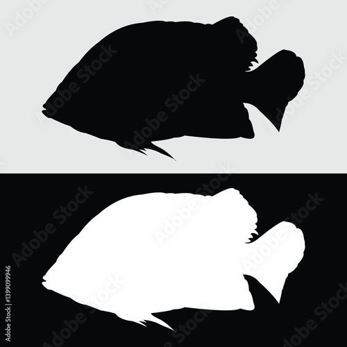 Datz fish silhouette vector design with black and white background