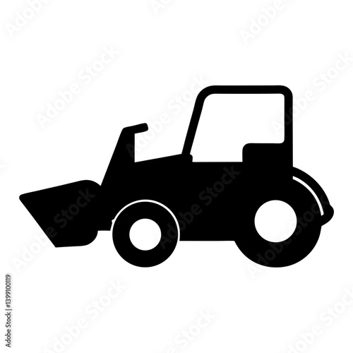 Silhouette of a black skid steer loader or compact track loader