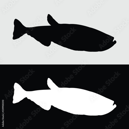 silhouette vector design of ornamental fish that are often kept