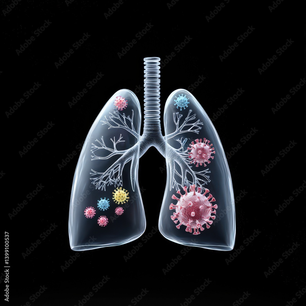 A lung with a virus in it A lung with a virus in it