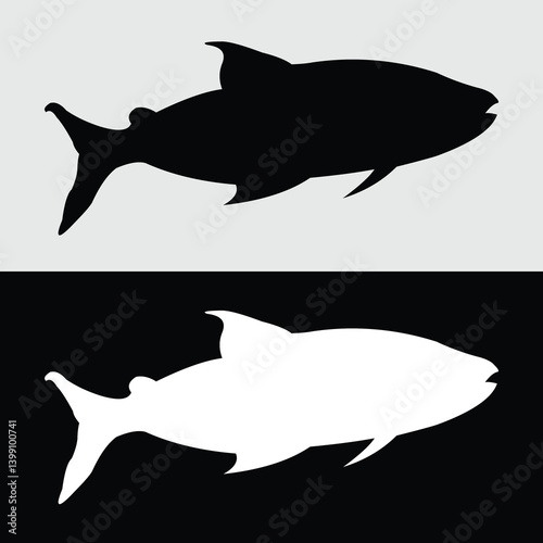 silhouette vector design of ornamental fish that are often kept