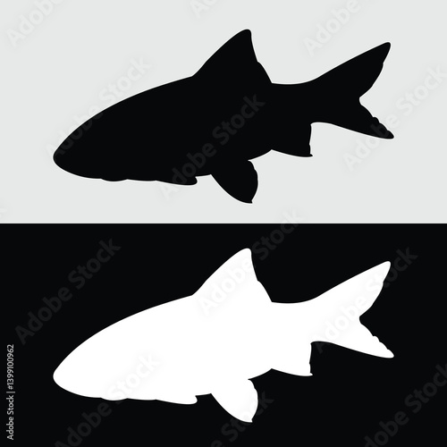 silhouette vector design of ornamental fish that are often kept