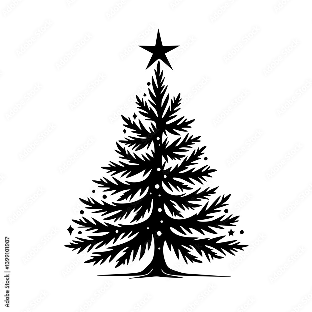 Obraz premium Elegant Black & White Christmas Tree Silhouette Design