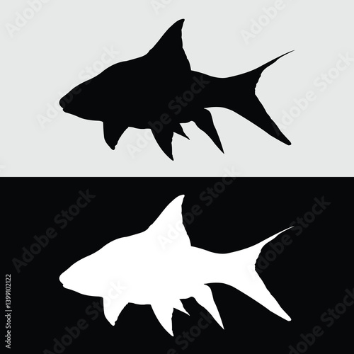 masher fish silhouette design. River fish that is starting to attract many fans