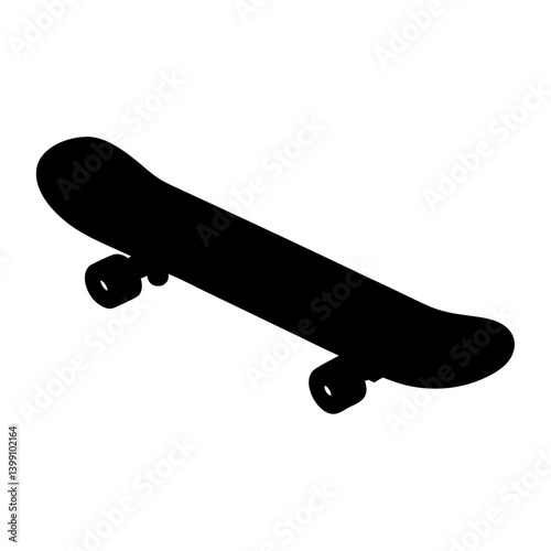 Black silhouette illustration of a skateboard on a white isolated background