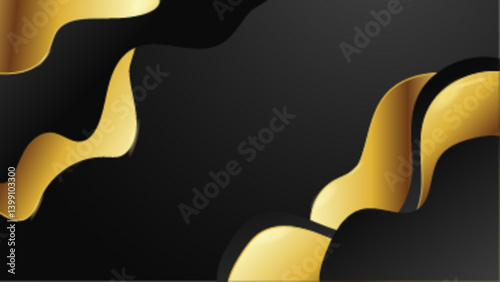 Black and Gold Luxury Abstract Background for Background Slide etc