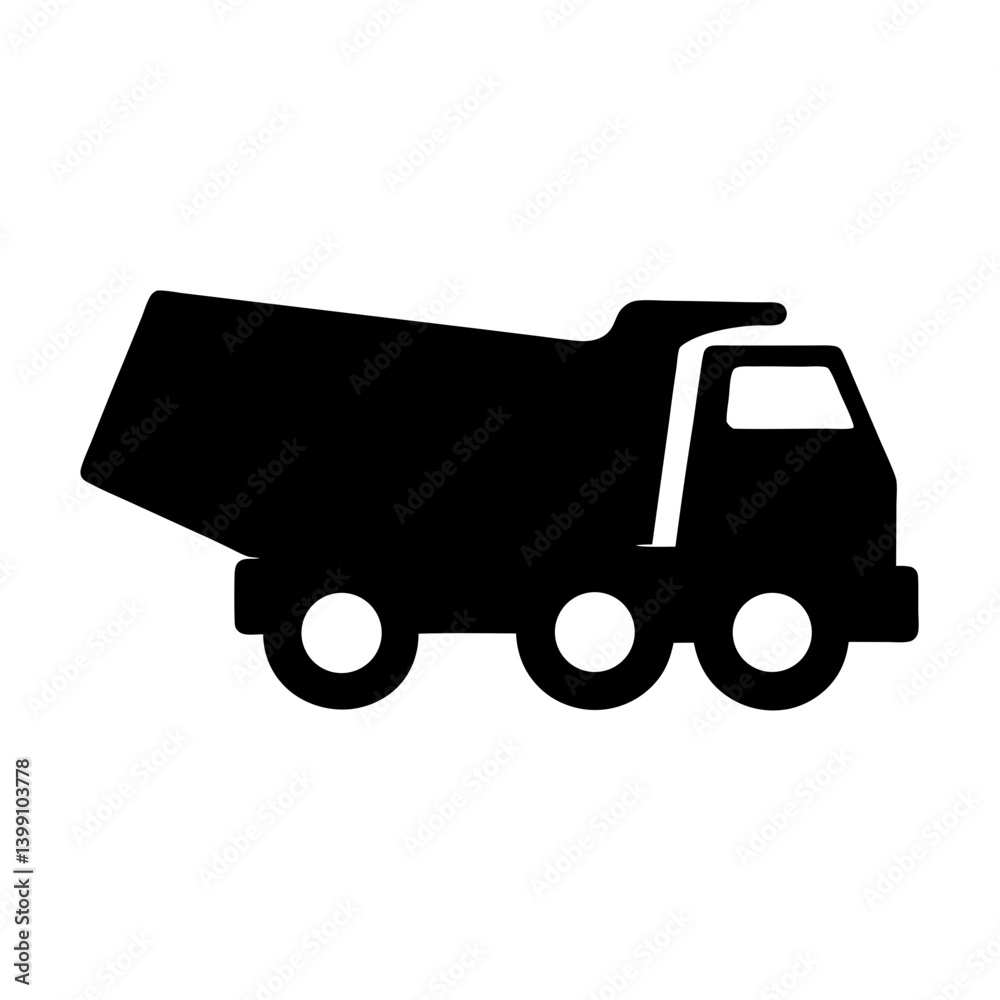Black silhouette illustration of a dump truck isolated on white background Black silhouette illustration of a dump truck isolated on white background