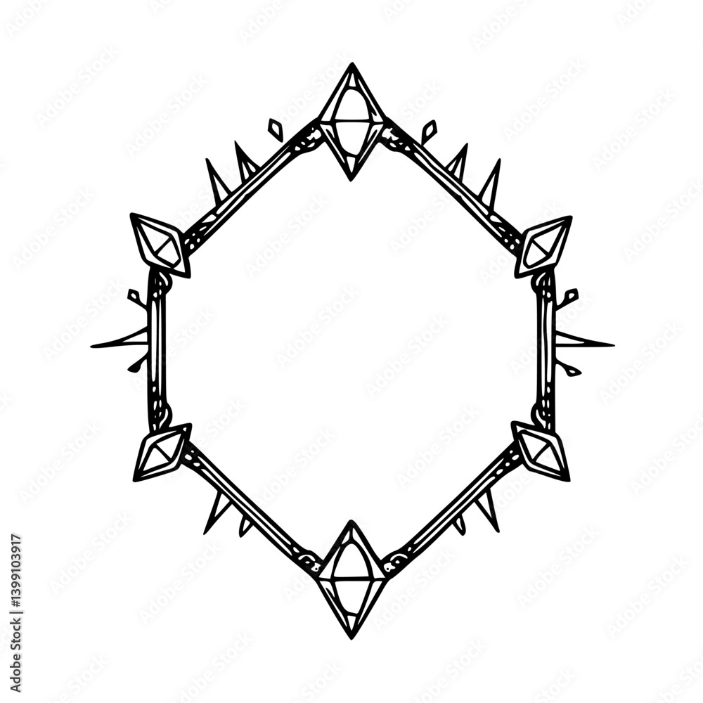 Geometric Diamond Frame, Line Art, Minimalist Design Geometric Diamond Frame, Line Art, Minimalist Design