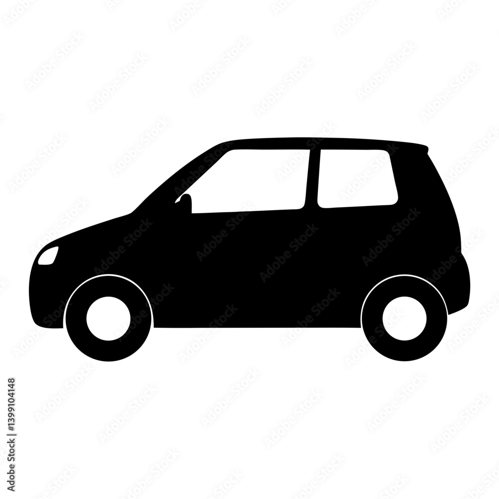 Simple silhouette of a small compact car isolated on white background Simple silhouette of a small compact car isolated on white background