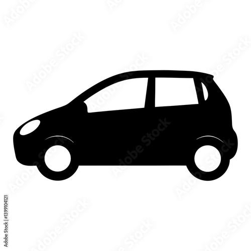Black silhouette illustration of a hatchback car on a white background