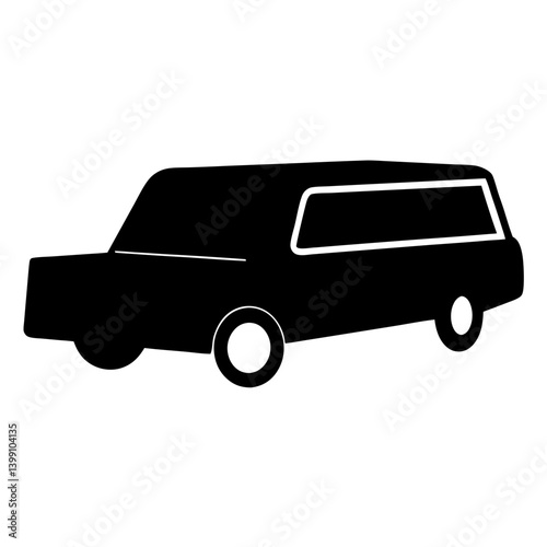 Black Silhouette of a Hearse with White Window Panes and Tires