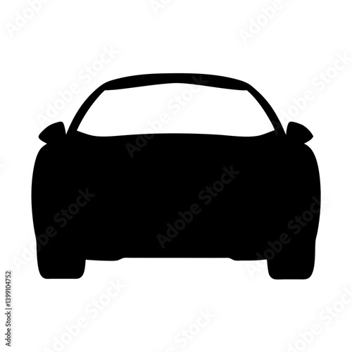 Front view of a generic sports car in solid black silhouette