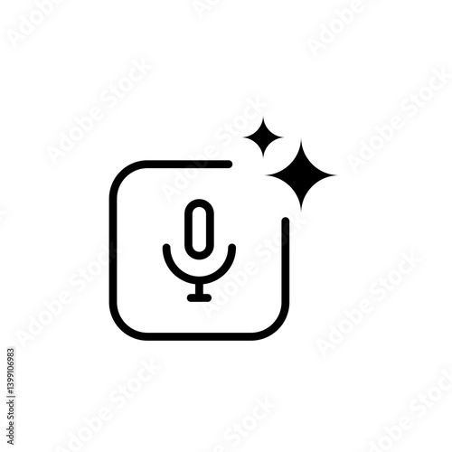 Generate recording icon. Ai generate audio icon button. Generate voiceover or sound vector icon with editable stroke. 
