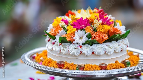 Vibrant Floral Cake Display