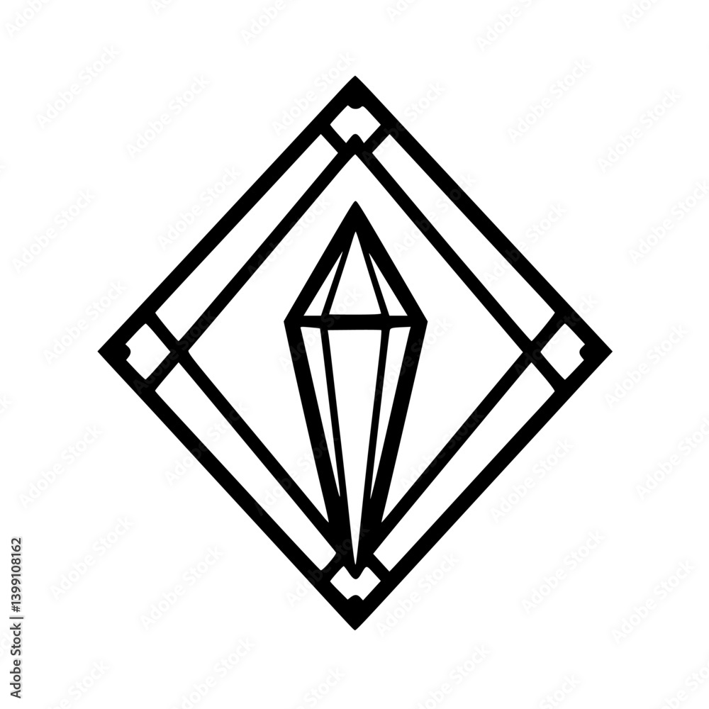 Geometric Diamond Design: Art Deco Style Icon on White Background Geometric Diamond Design: Art Deco Style Icon on White Background