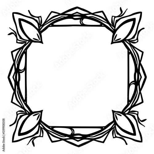 Abstract Floral Frame in Black and White
