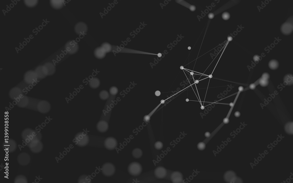 Fototapeta premium Abstract background. Molecules technology with polygonal shapes, connecting dots and lines. Connection structure. Big data visualization.