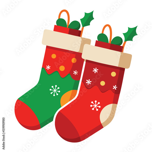 Christmas stockings isolated on white background