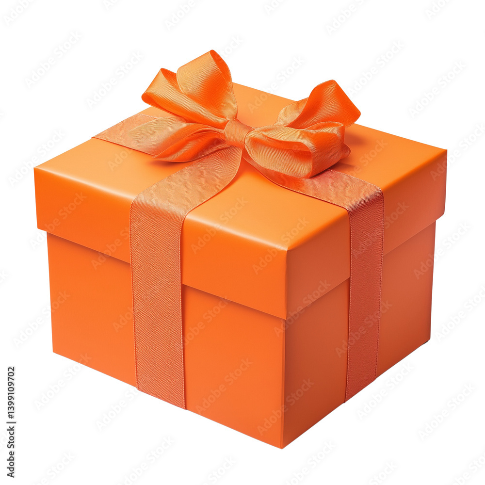 Fototapeta premium Orange gift box on transparent background
