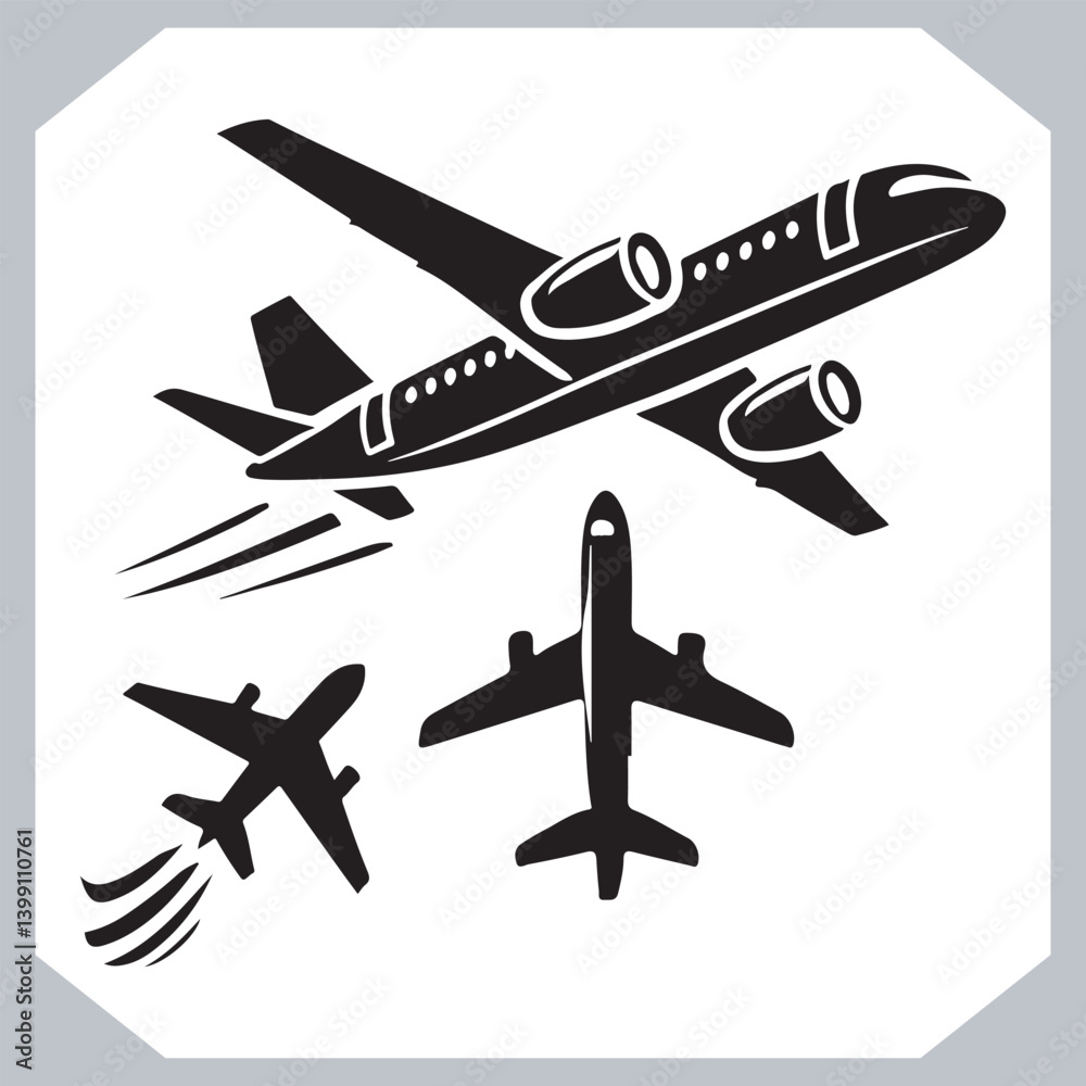 Travel Sign Featuring Airplane Silhouettes Icon for Digital and Print Use