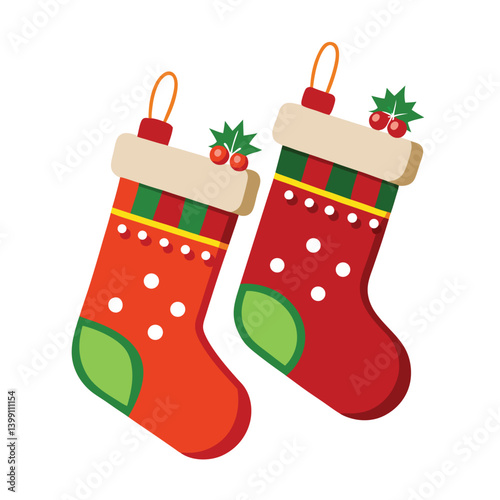 Christmas stockings isolated on white background