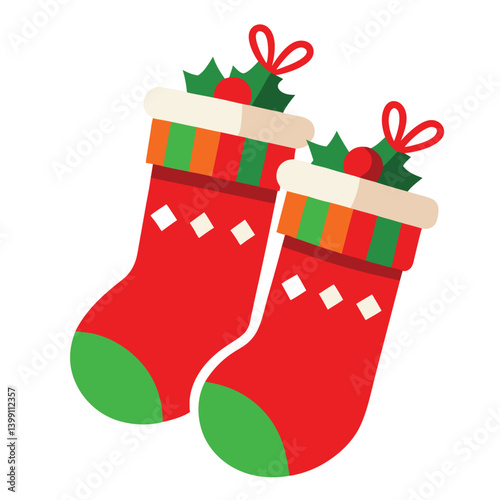 Christmas stockings isolated on white background