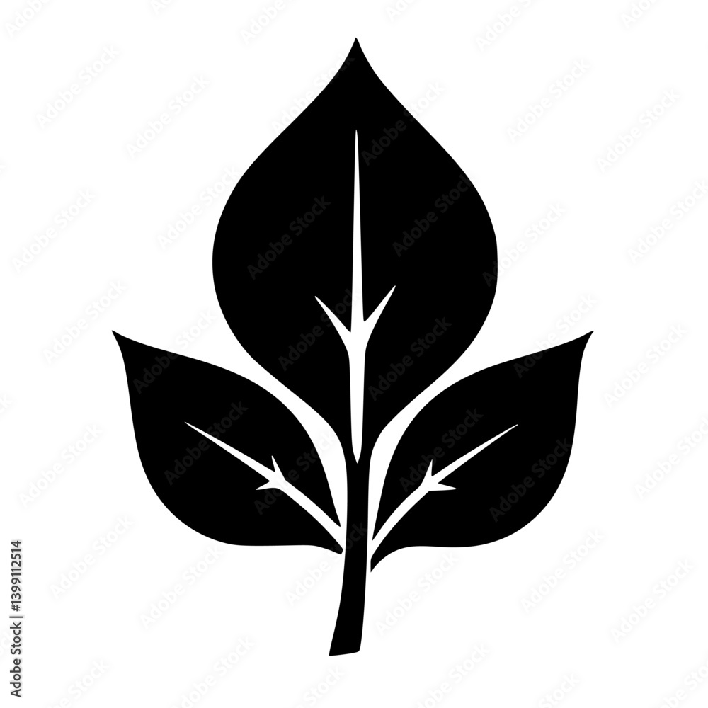 Minimalist Black Leaf Silhouette on White Background Minimalist Black Leaf Silhouette on White Background