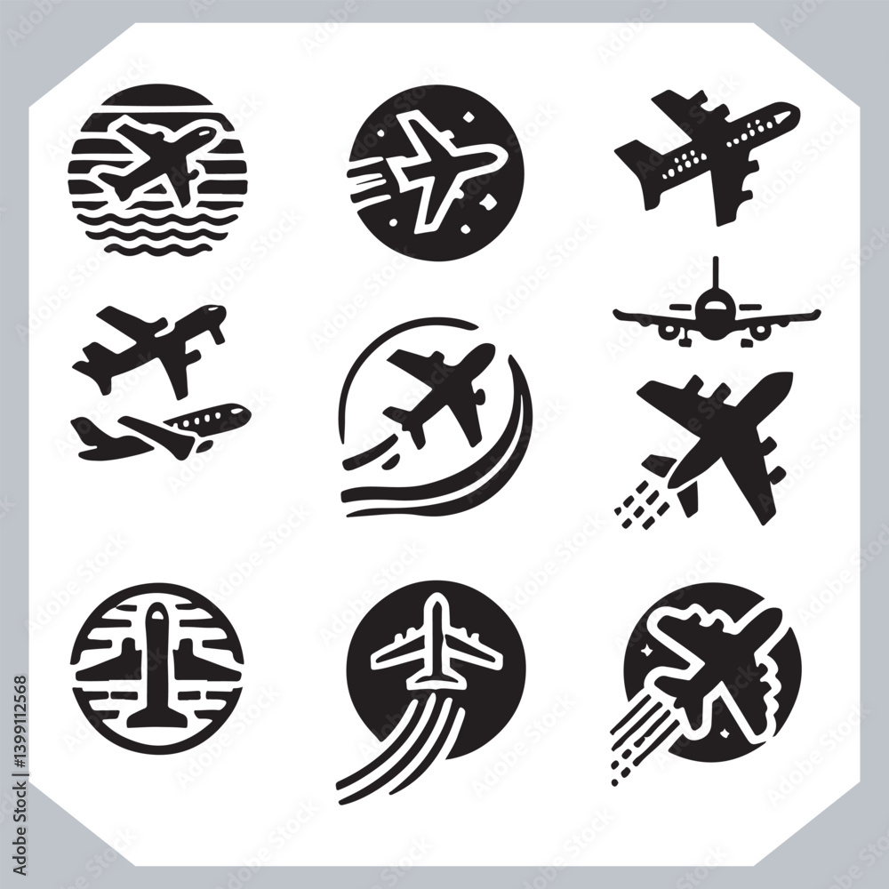 Plane Silhouettes Icon Vector Illustration for Web and Mobile App Interface
