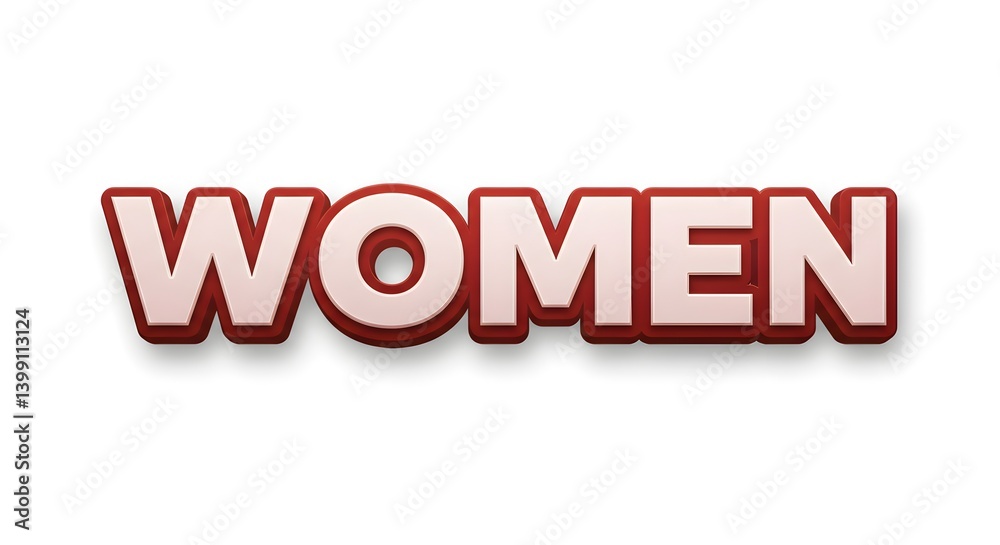 Illustration of 3D Text 'Women' Depicting Feminine Empowerment and Strength Illustration of 3D Text 'Women' Depicting Feminine Empowerment and Strength