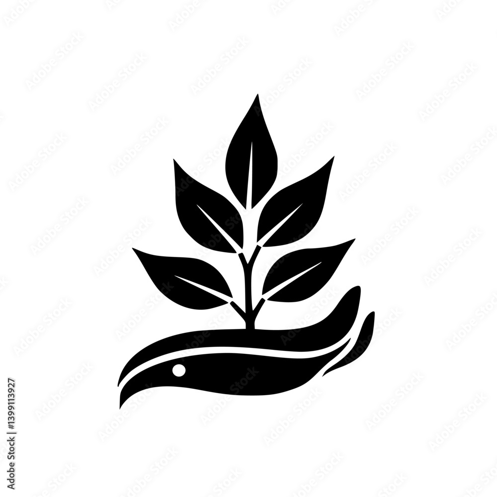 Hand Holding Seedling Logo: Nature, Growth, & Sustainability Hand Holding Seedling Logo: Nature, Growth, & Sustainability
