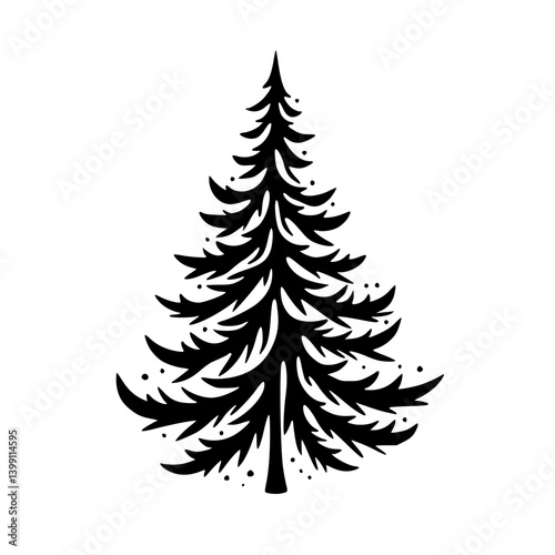 Minimalist Christmas Tree Silhouette with Red Dots
