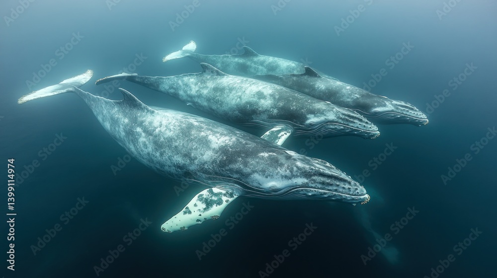 Fototapeta premium Majestic Humpback Whales Underwater Ballet