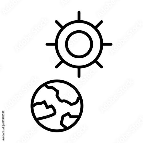 Earth with Sun  Vector Line Icon Design
