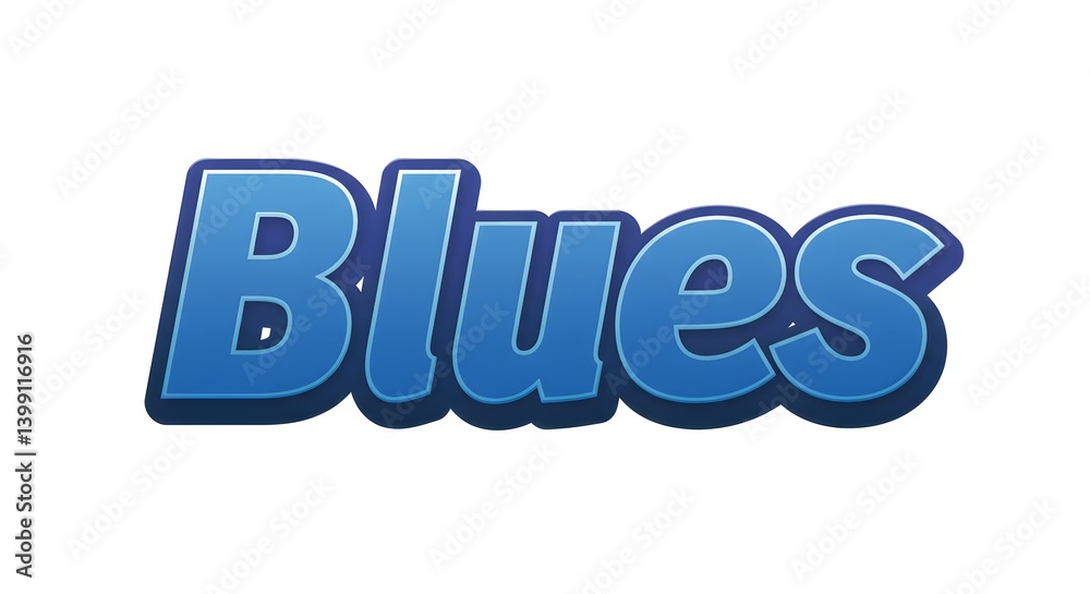 Captivating blues typography with dynamic 3D effect on a clean backdrop Captivating blues typography with dynamic 3D effect on a clean backdrop