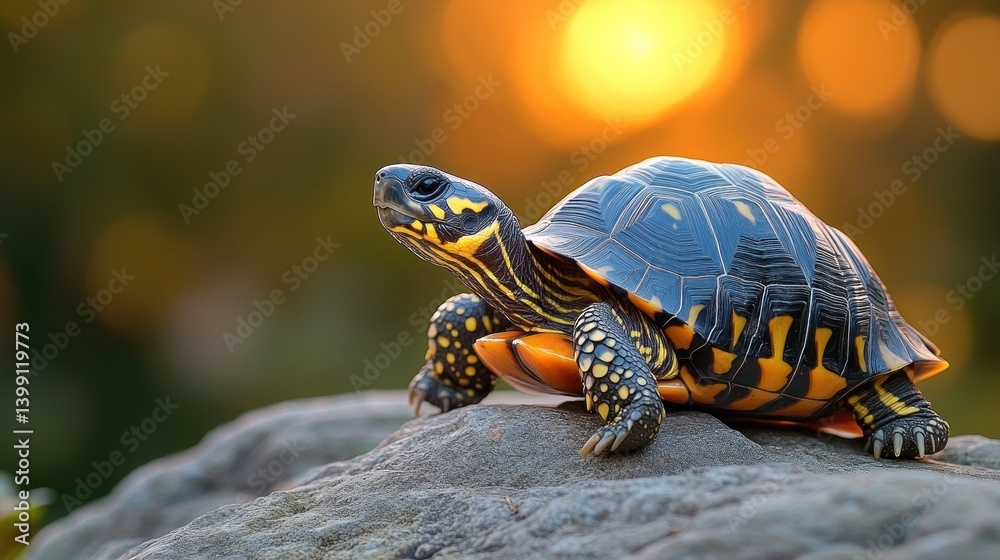 Obraz premium Sunset Turtle: A Majestic Reptile at Golden Hour