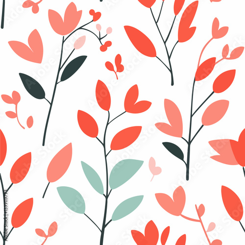 Scarlet sage pattern.Exquisite vector floral patterns.